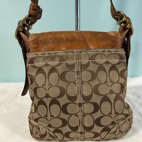 Coach Brown Monogram Crossbody Bag with Gold Buckle - Picture 2 of 9